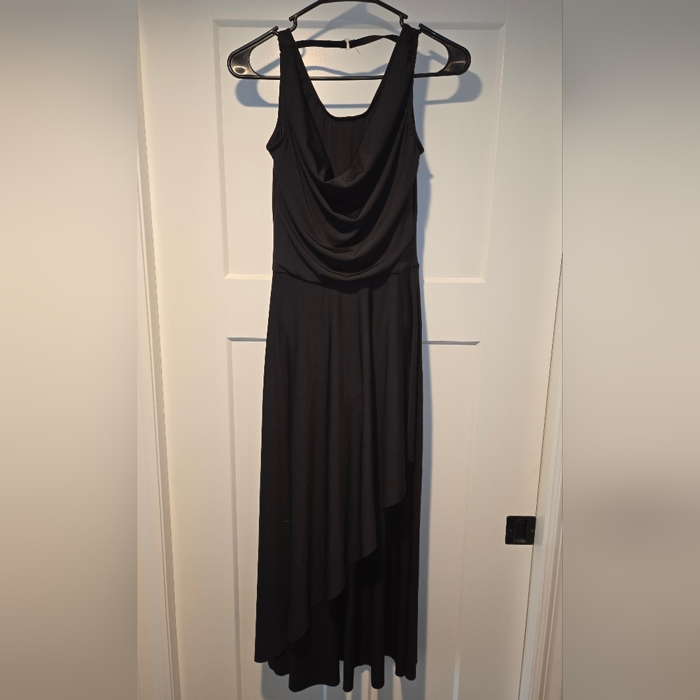 Weissman Black Cowl Neck Sleeveless Maxi Gown